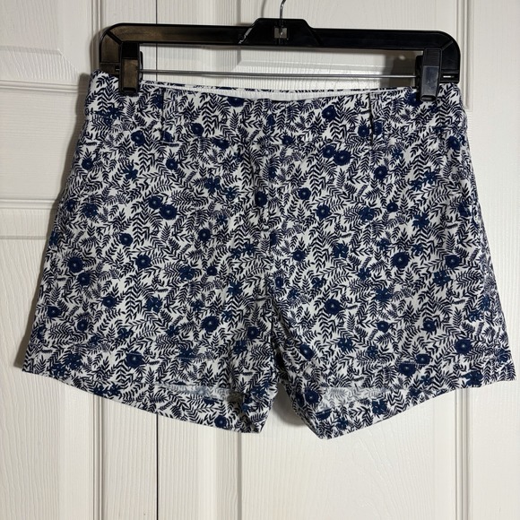 J.CREW Pants - J Crew Factory Chino Shorts Women 2 Blue White Floral Print 100% Cotton 3.5 inch